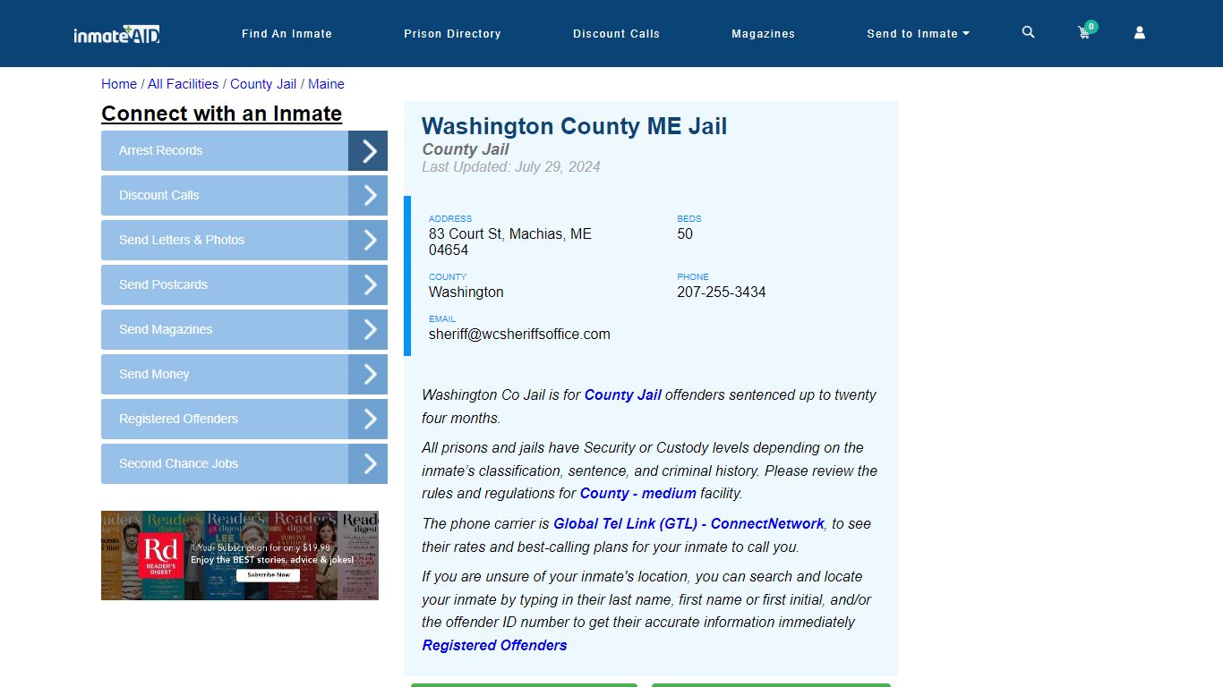 Washington County ME Jail - Inmate Locator